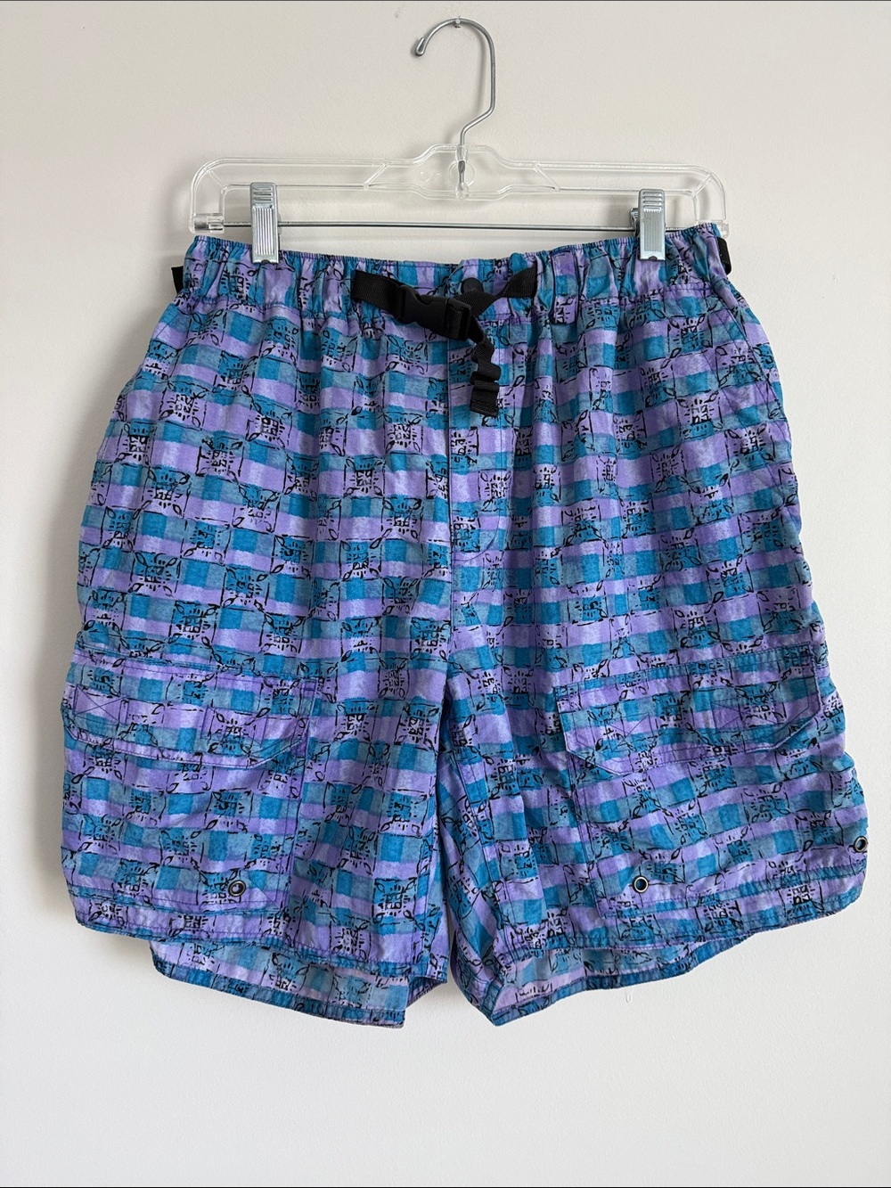 Vintage REI 90s Belted Nylon Cargo Swim Shorts Performance Hiking Wear Unisex